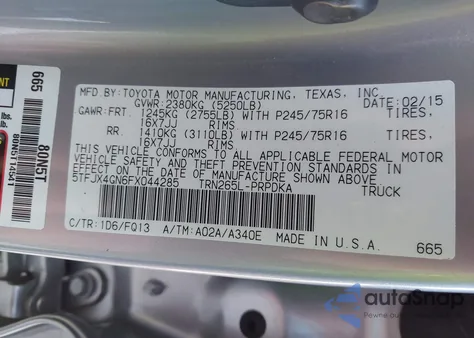 2015 Toyota Tacoma Prerunner z USA, uszkodzony, nr VIN 5TFJX4GN6FX044285